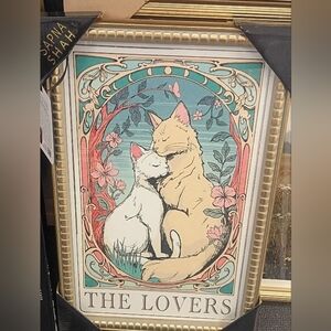 NWT NEW Sapna Shah Cat Art Framed Print